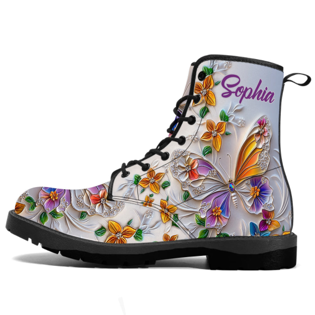Walk With Faith - Personalized Butterfly Leather Boots Test