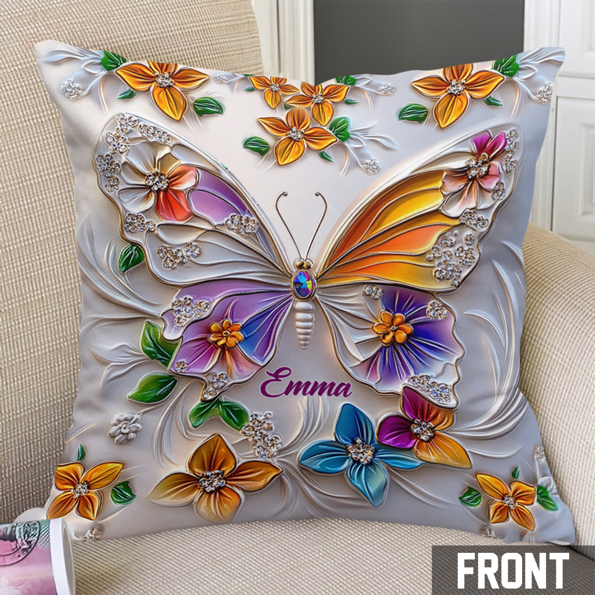 Stunning Butterfly - Personalized Butterfly Throw Pillow