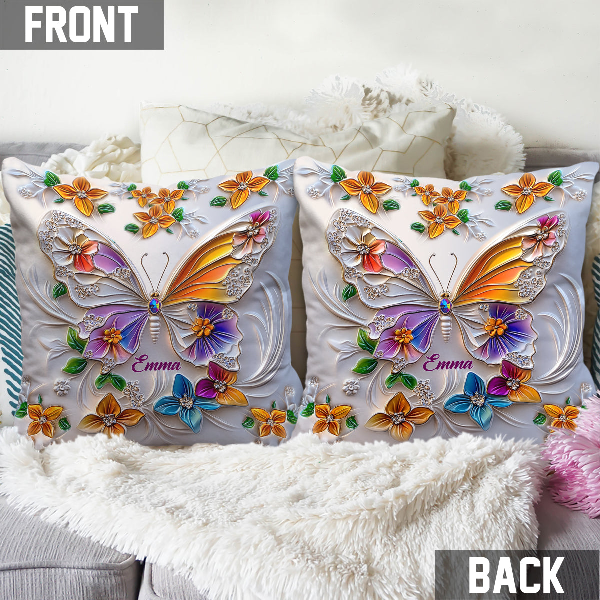 Stunning Butterfly - Personalized Butterfly Throw Pillow