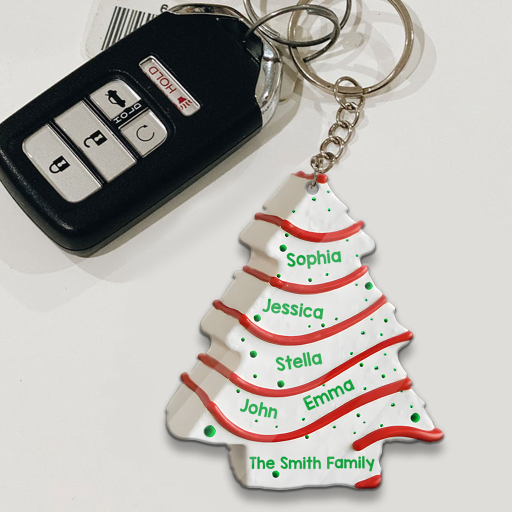 Christmas Cake Family Friends Coworkers - Personalized Family Keychain