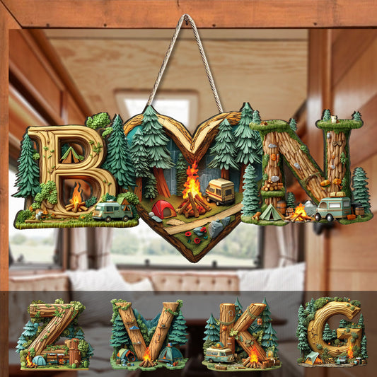 Lettre personnalisée pour couple campeur - Panneau en bois sur mesure pour le camping