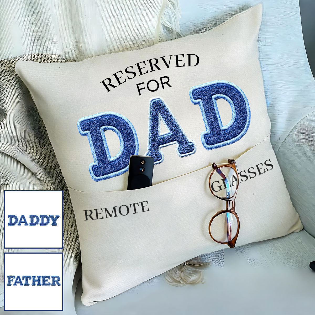 Va t'asseoir là-bas - Coussin de poche personnalisé pour papa