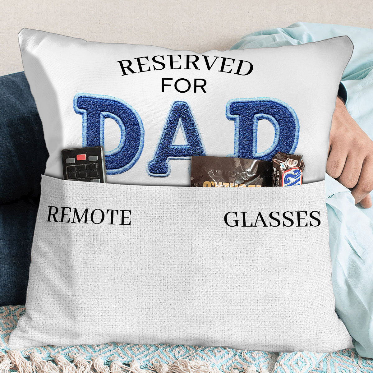 Va t'asseoir là-bas - Coussin de poche personnalisé pour papa