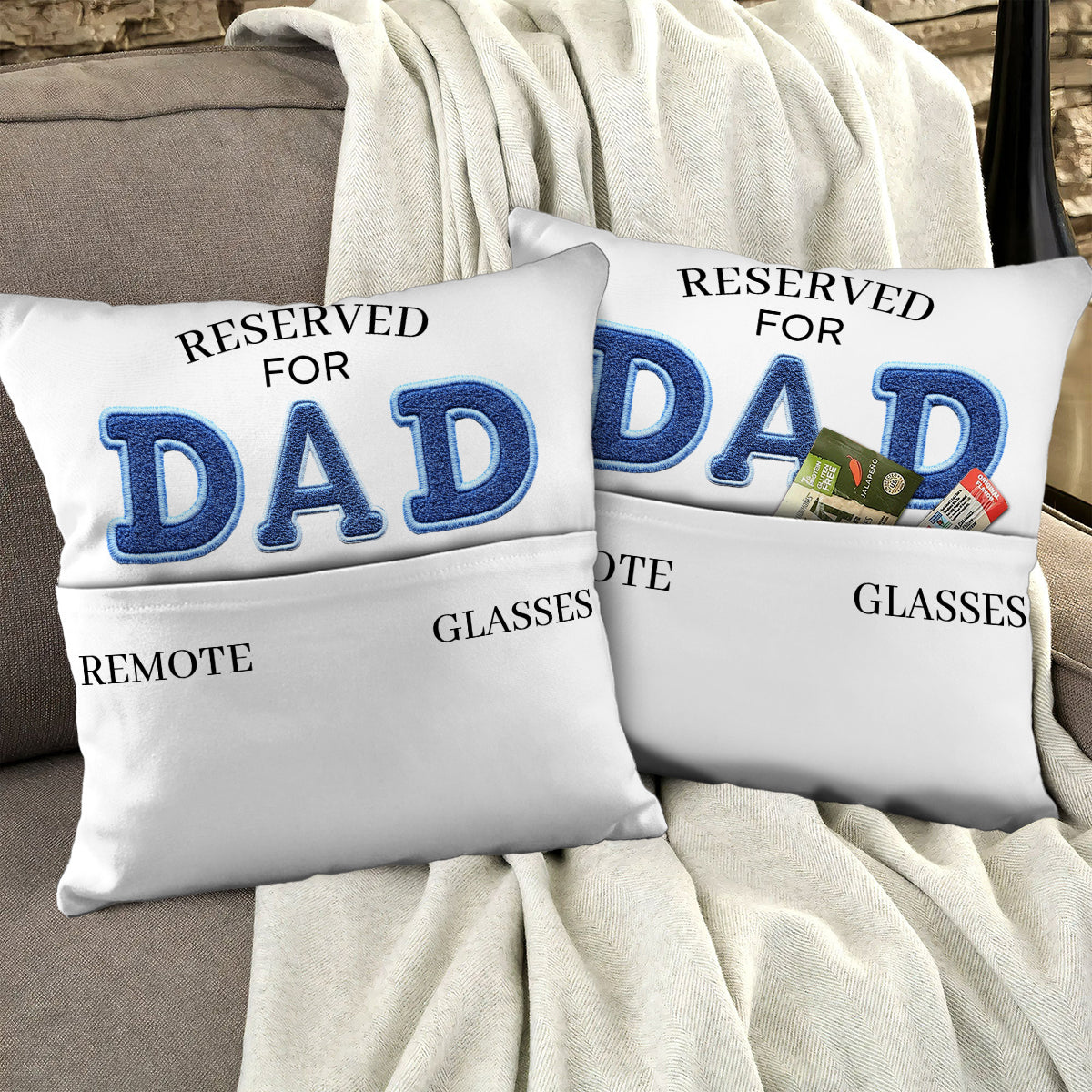 Va t'asseoir là-bas - Coussin de poche personnalisé pour papa