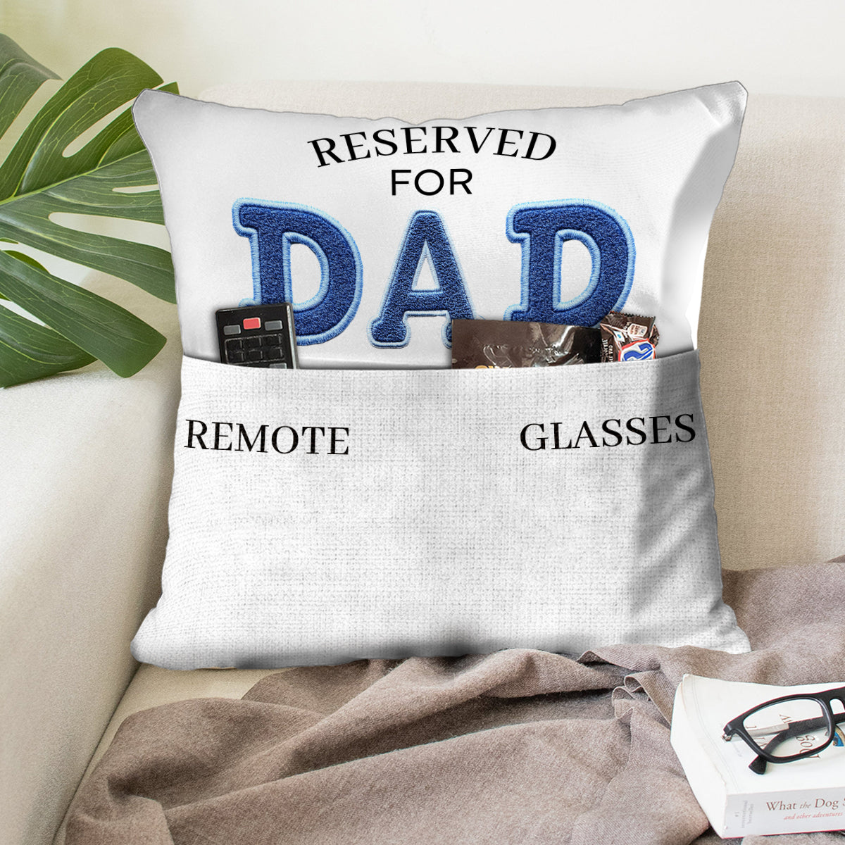 Va t'asseoir là-bas - Coussin de poche personnalisé pour papa