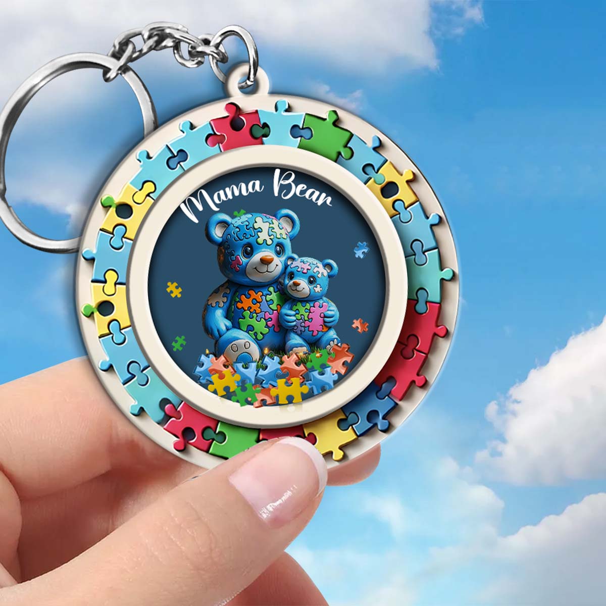 Mama Bear - Autism Awareness Keychain