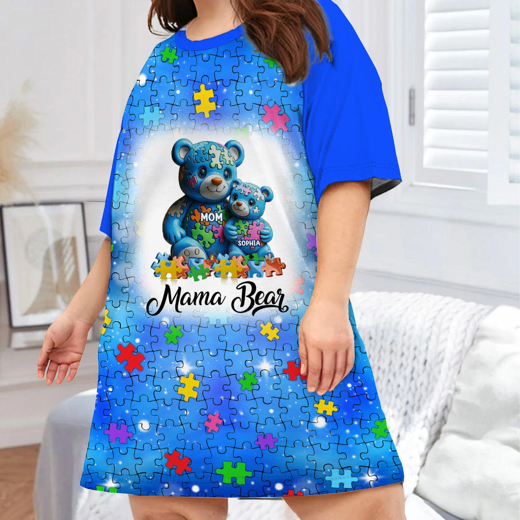 Robe-t-shirt de nuit personnalisée « Maman Ours » pour la sensibilisation à l'autisme