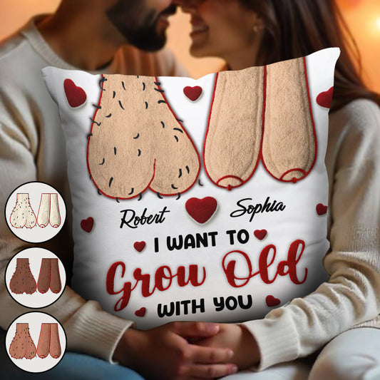 Je veux vieillir avec toi - Coussin décoratif personnalisé pour couple