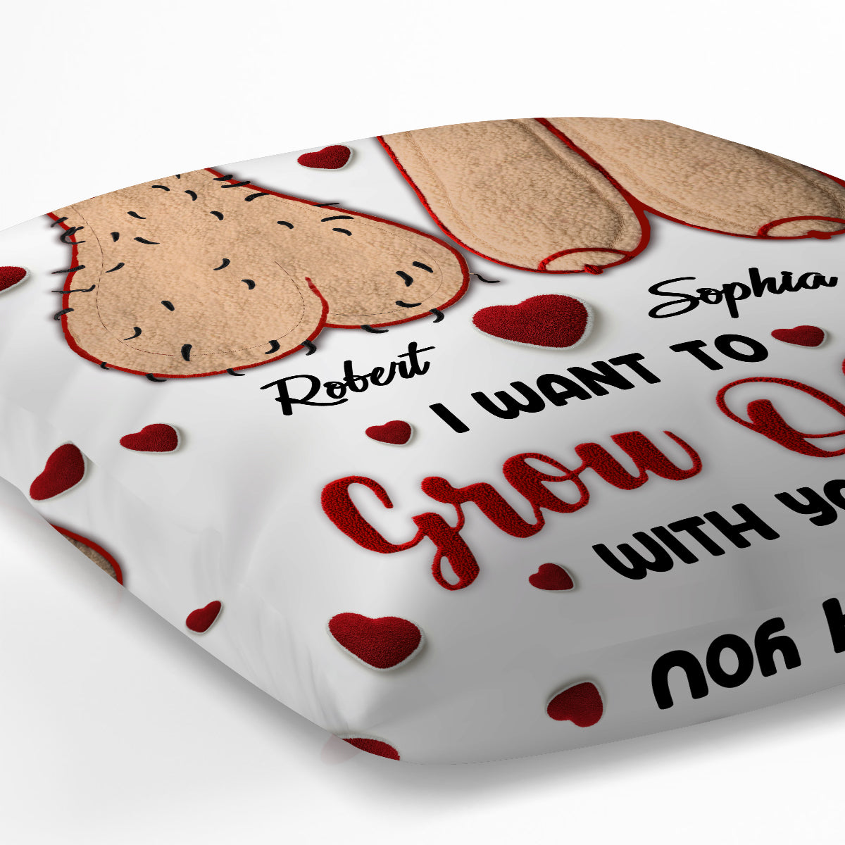 Je veux vieillir avec toi - Coussin décoratif personnalisé pour couple