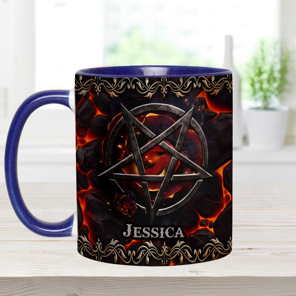 Mug personnalisé à motif pentacle volcanique et sorcière