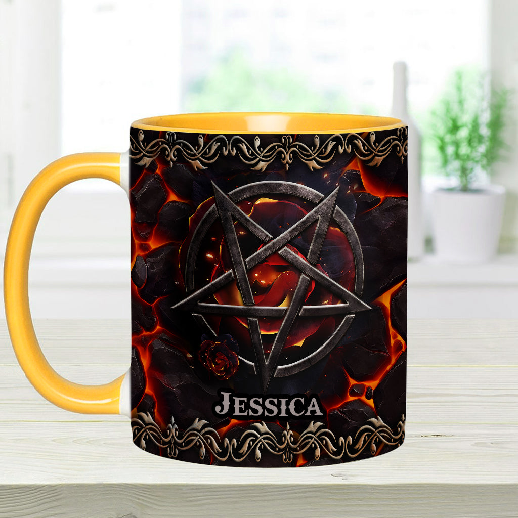 Mug personnalisé à motif pentacle volcanique et sorcière