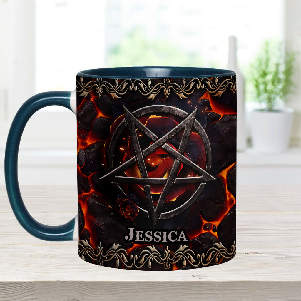 Mug personnalisé à motif pentacle volcanique et sorcière