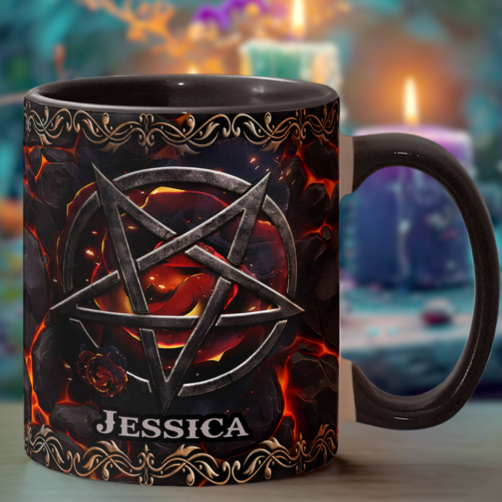 Mug personnalisé à motif pentacle volcanique et sorcière