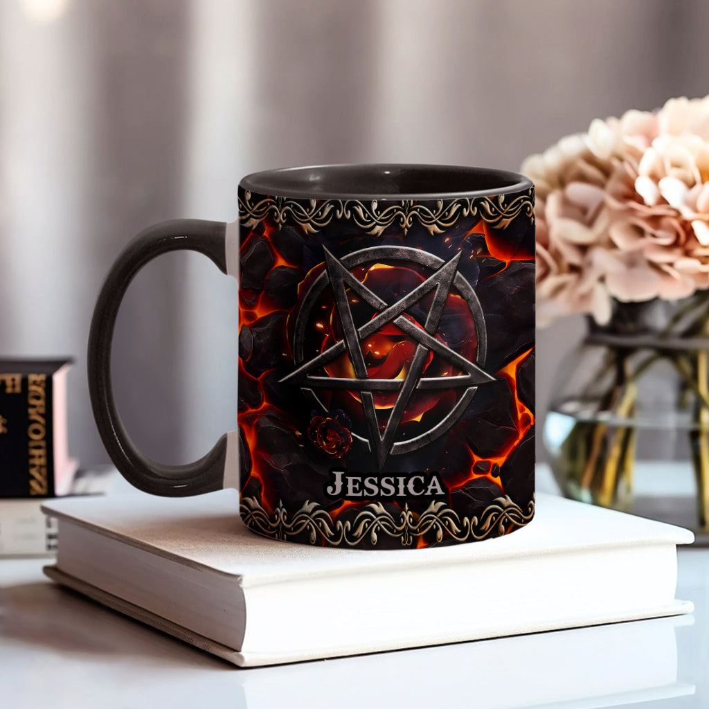 Mug personnalisé à motif pentacle volcanique et sorcière