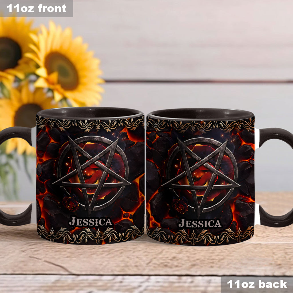 Mug personnalisé à motif pentacle volcanique et sorcière