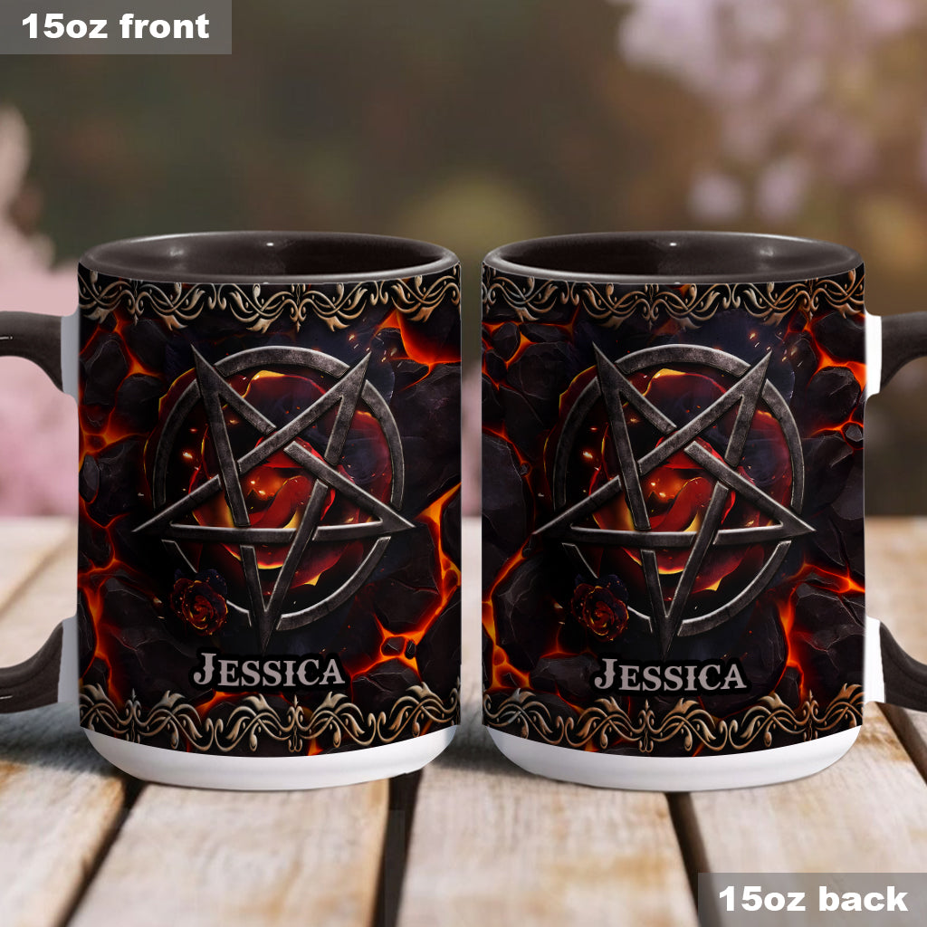 Mug personnalisé à motif pentacle volcanique et sorcière