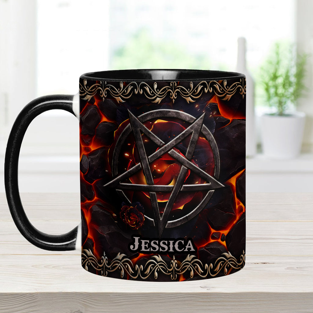 Mug personnalisé à motif pentacle volcanique et sorcière