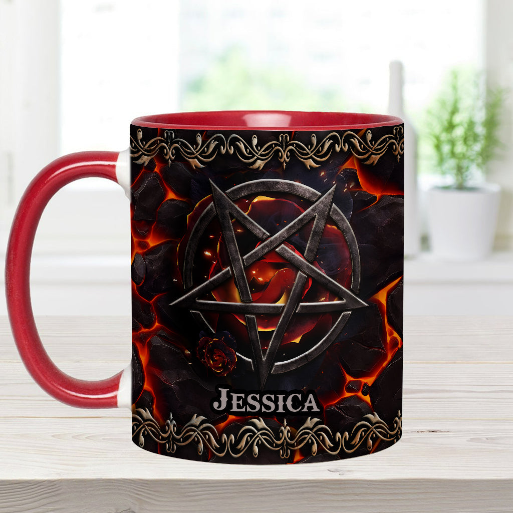 Mug personnalisé à motif pentacle volcanique et sorcière