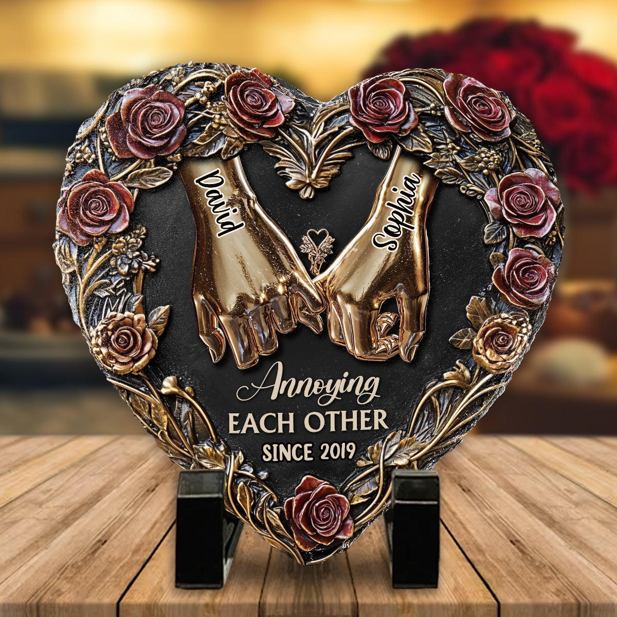 Annoying Each Other - Personalized Couple Heart Shaped Stone