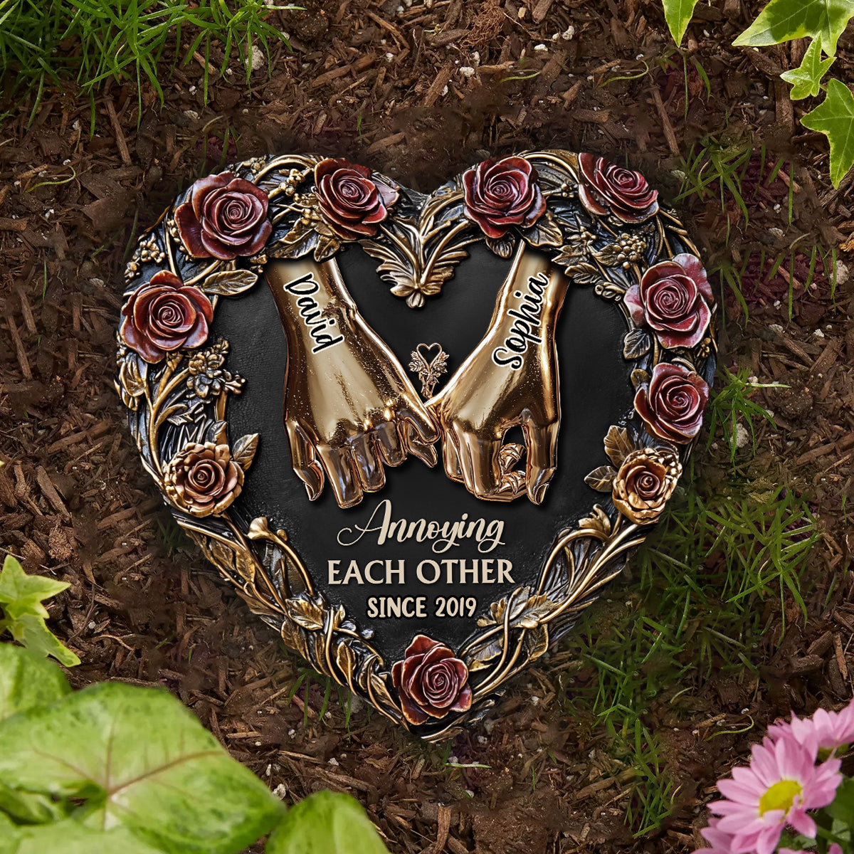 Annoying Each Other - Personalized Couple Heart Shaped Stone