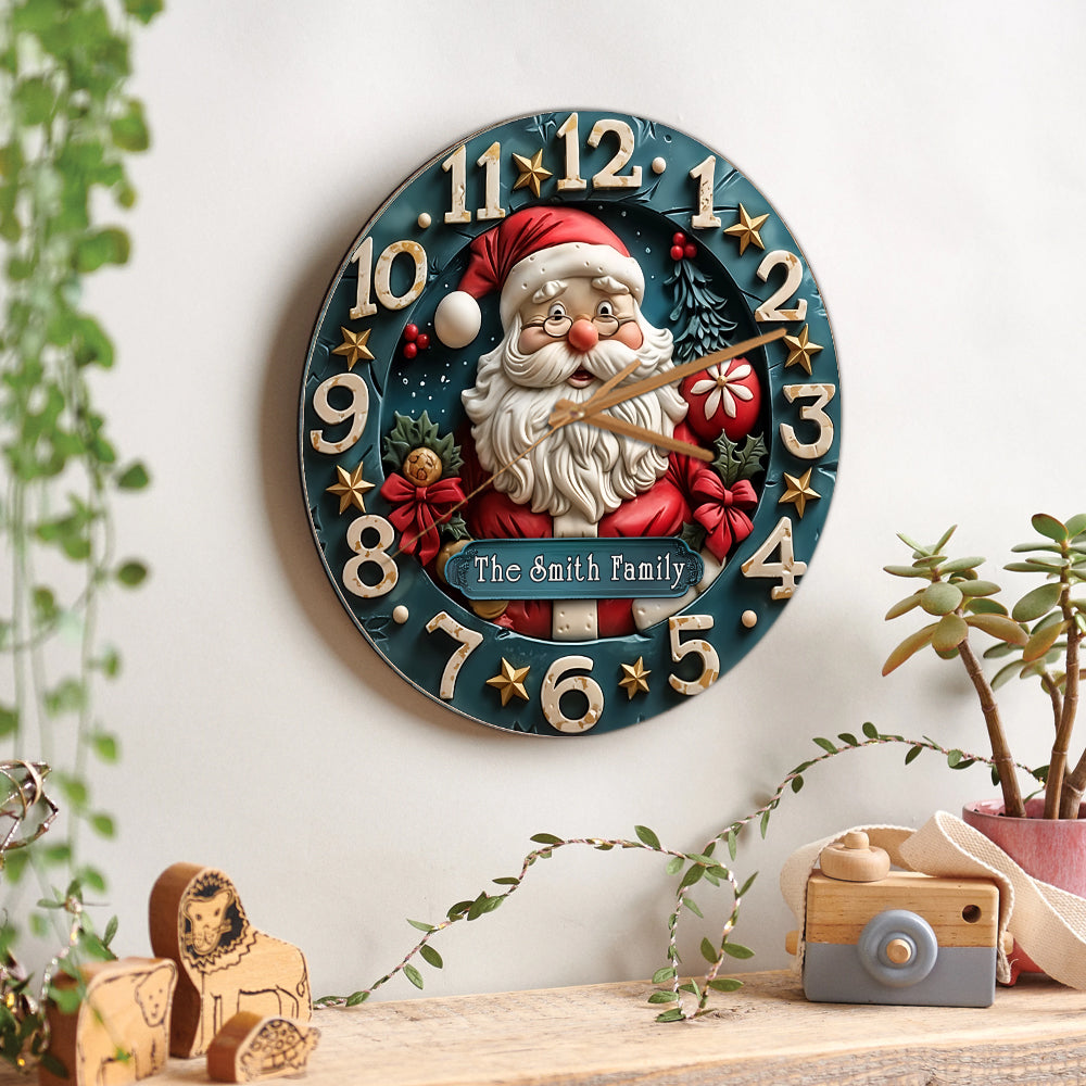 It's Time For Santa - Personalized Family Wall Clock