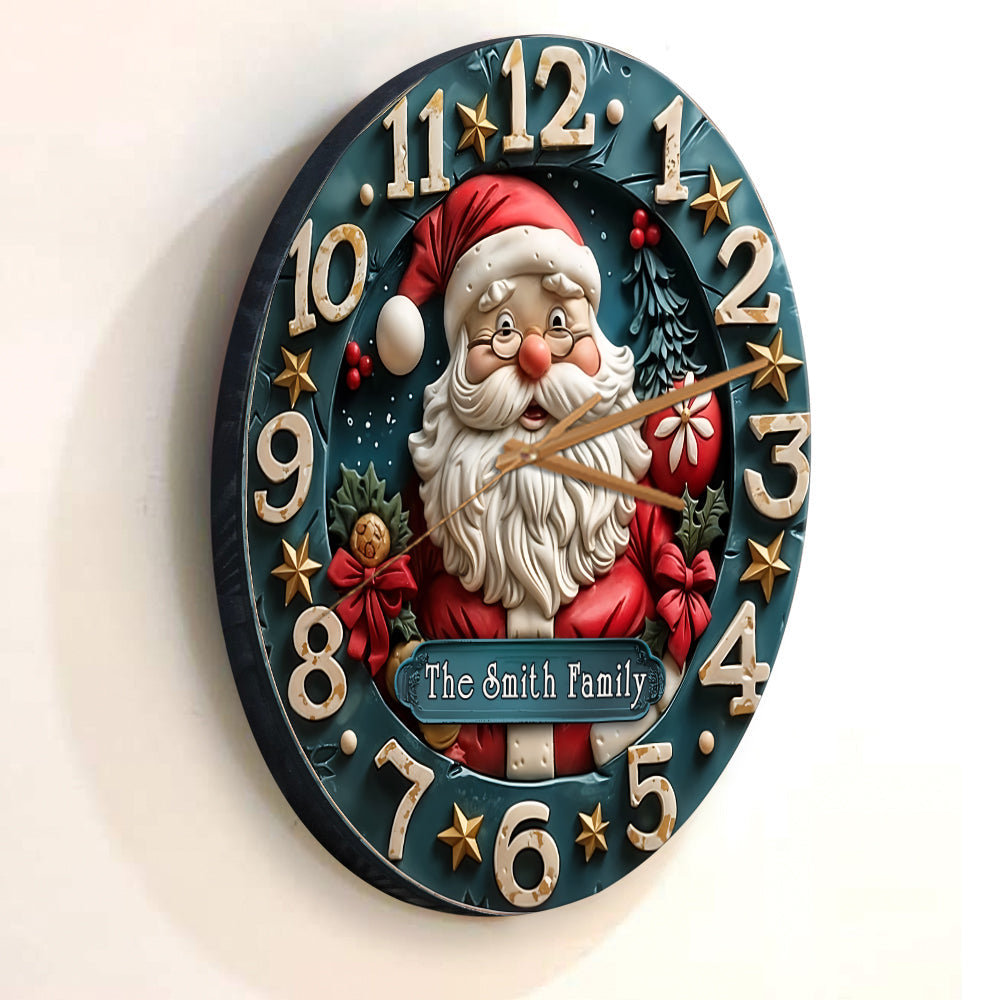 It's Time For Santa - Personalized Family Wall Clock