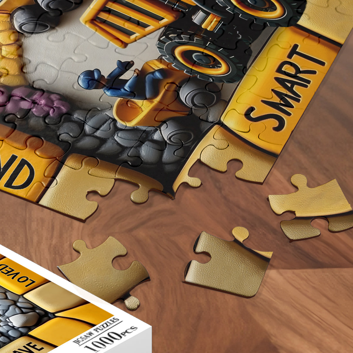 Construction Vehicles Letter Gift For Grankids - Personalized Kid Jigsaw Puzzle