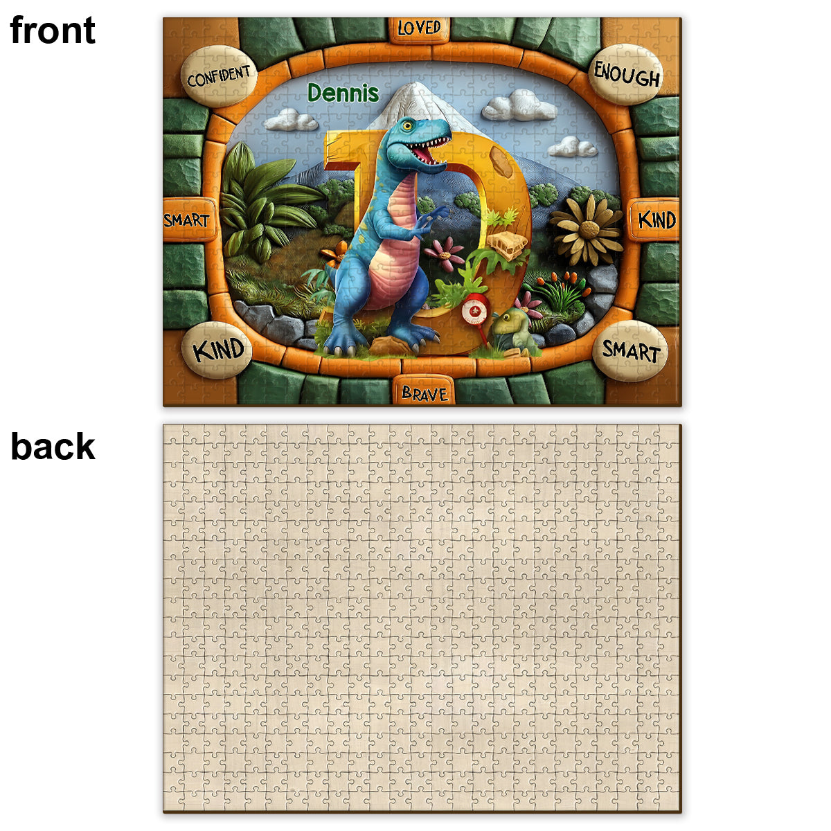 Dinosaur Letter Gift For Grandkids - Personalized Kid Jigsaw Puzzle