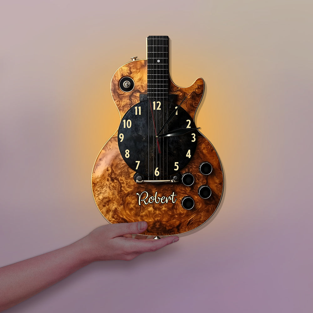 Time For Music - Personalized Guitar LED Light Wall Clock