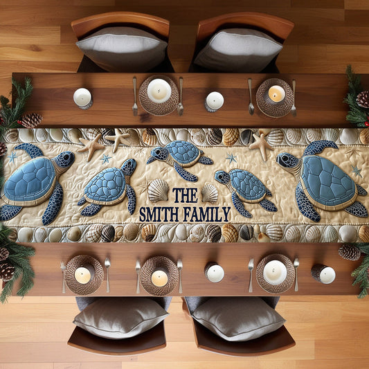 Chemin de table personnalisé « J’adore les tortues »