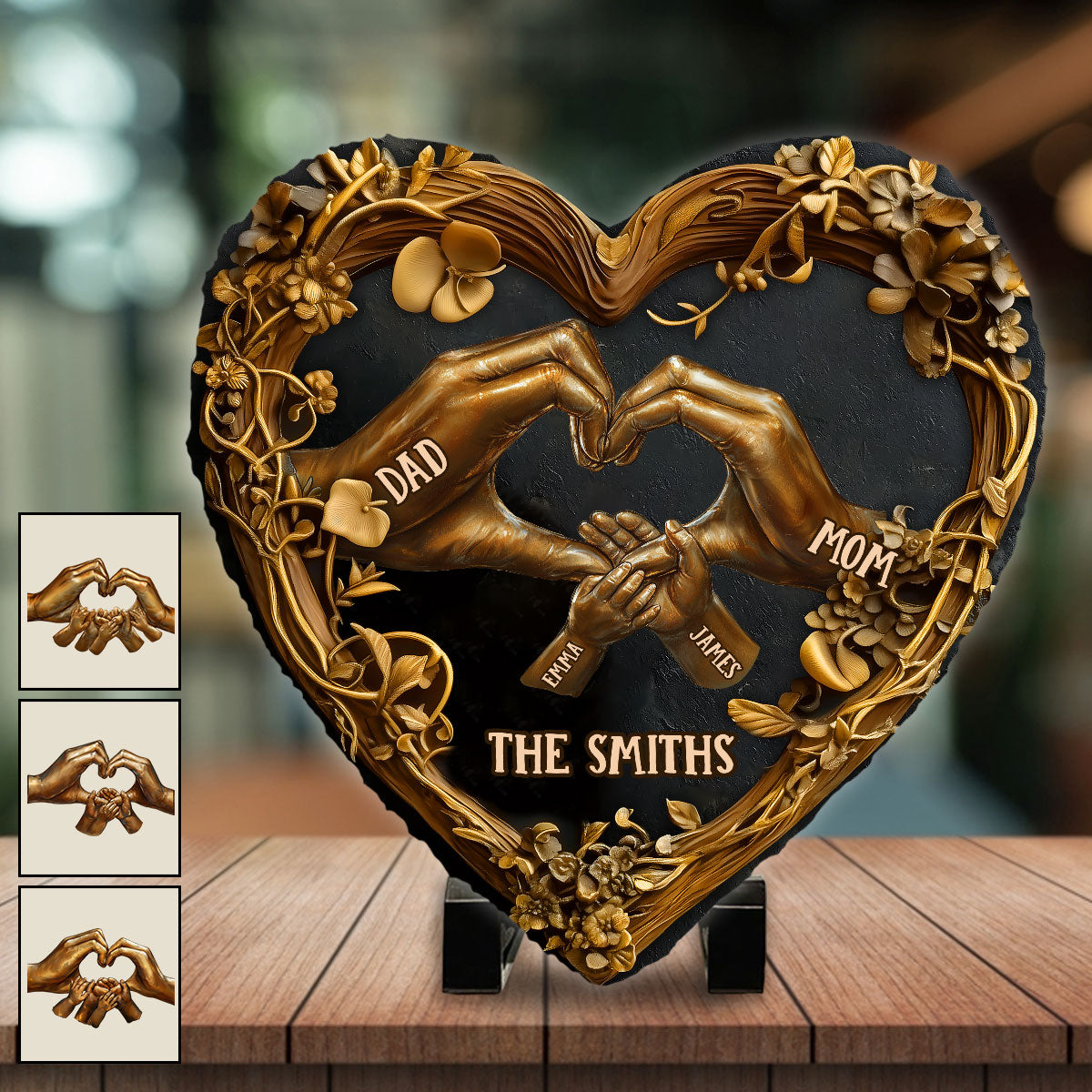 Notre famille - Pierre en forme de cœur personnalisée