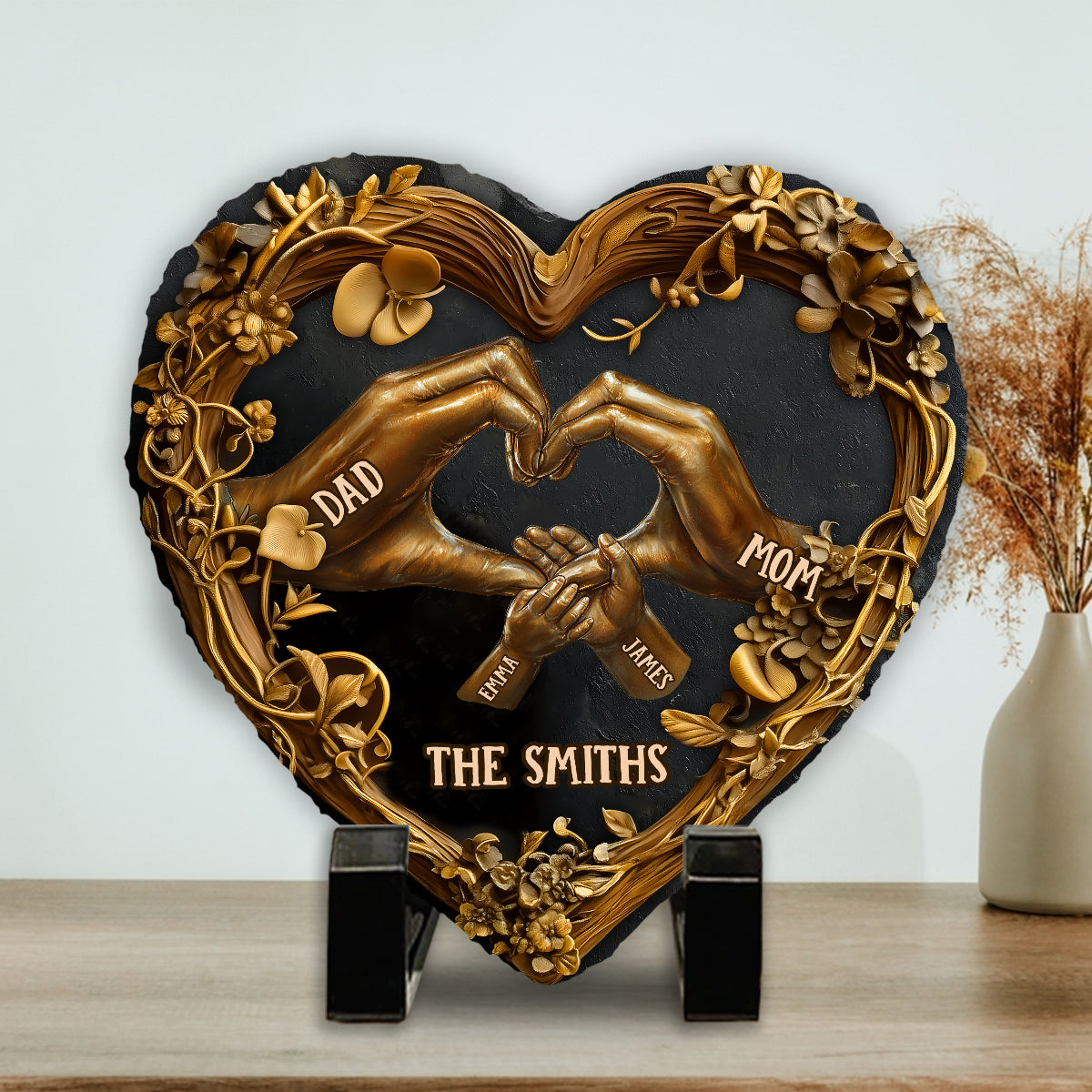 Notre famille - Pierre en forme de cœur personnalisée