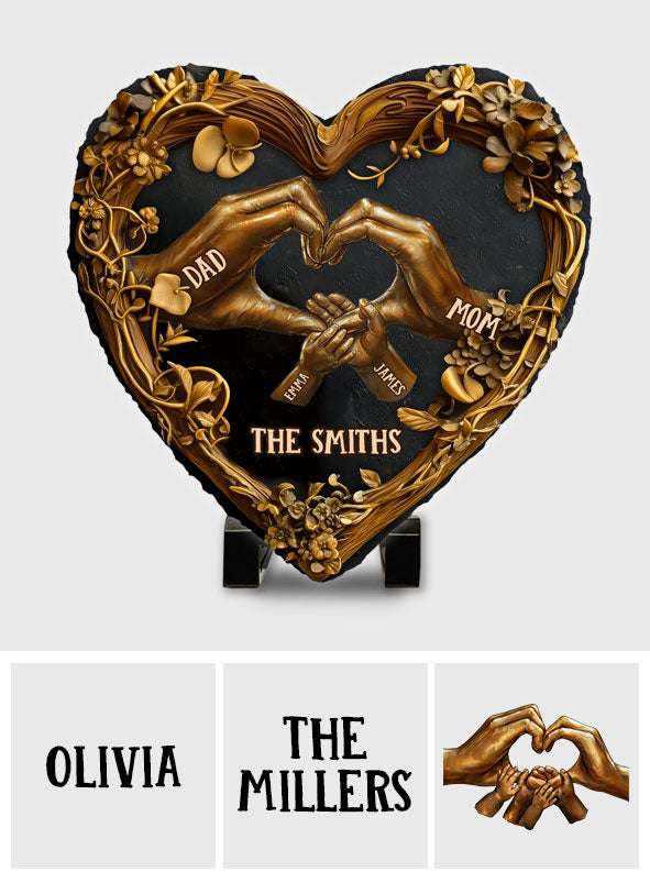 Notre famille - Pierre en forme de cœur personnalisée