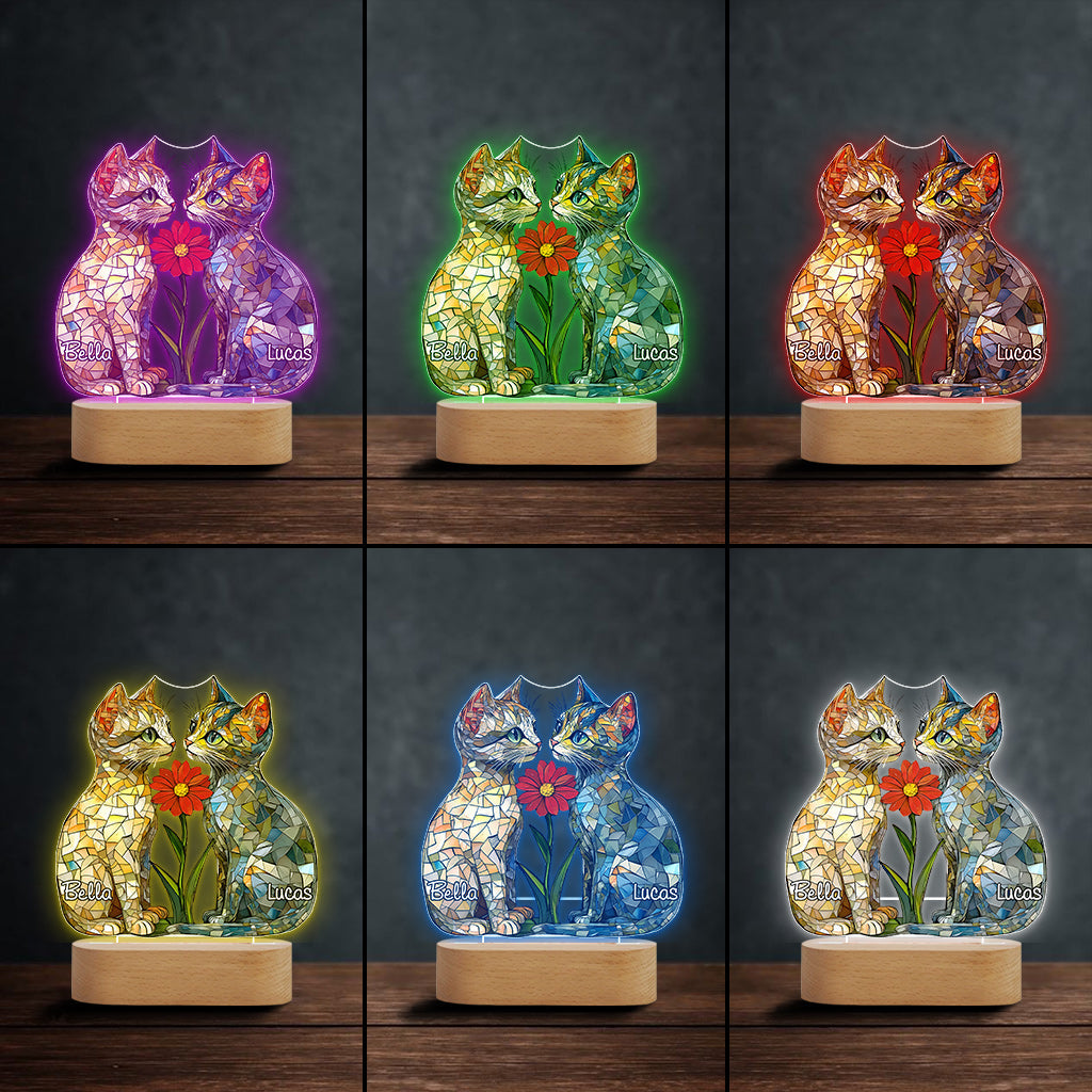 Love Cats - Personalized Cat Shaped Plaque Light Base