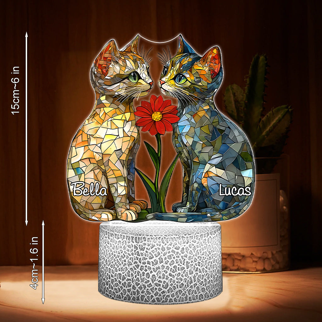 Love Cats - Personalized Cat Shaped Plaque Light Base