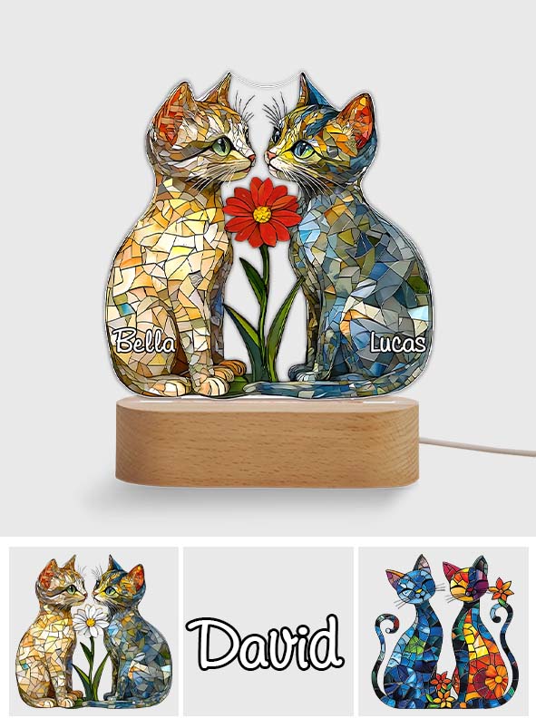 Love Cats - Personalized Cat Shaped Plaque Light Base