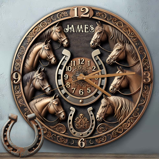 Time Spent in the Saddle is Never Wasted - Personalized Horse Wall Clock