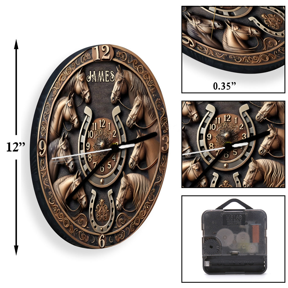 Time Spent in the Saddle is Never Wasted - Personalized Horse Wall Clock