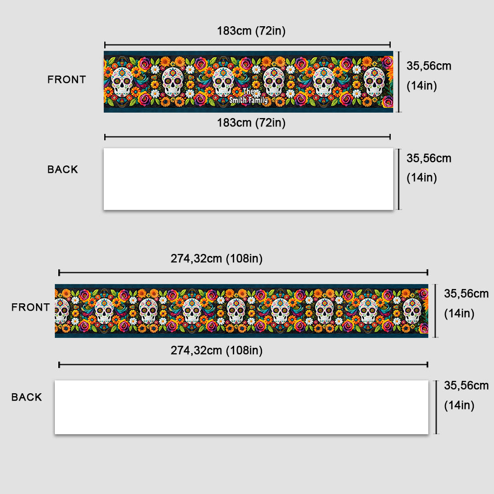 Chemin de table personnalisé en forme de crâne « Love Skulls »