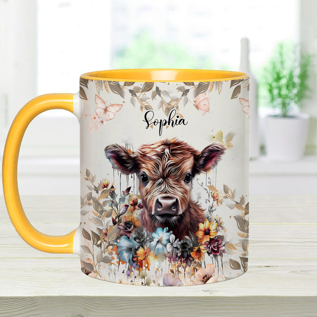 Floral Cow - Personalized Accent Mug