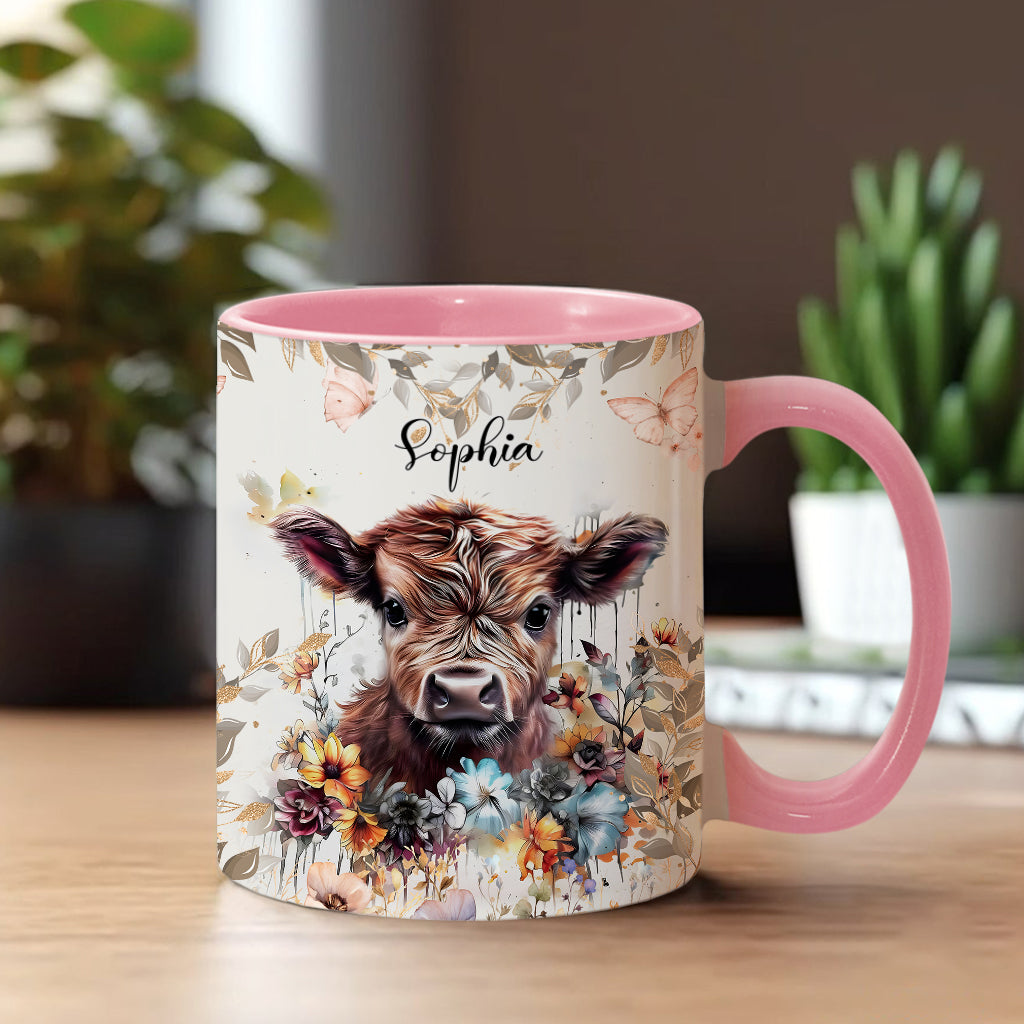 Floral Cow - Personalized Accent Mug