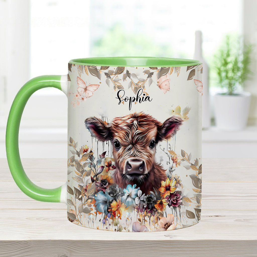 Floral Cow - Personalized Accent Mug