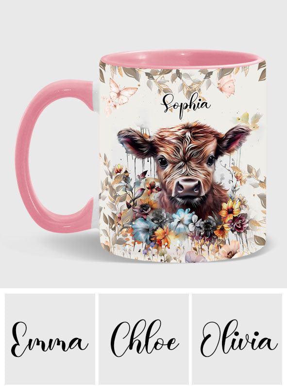 Floral Cow - Personalized Accent Mug