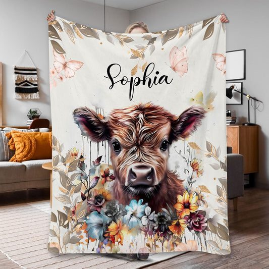 Cute Cow - Personalized Blanket