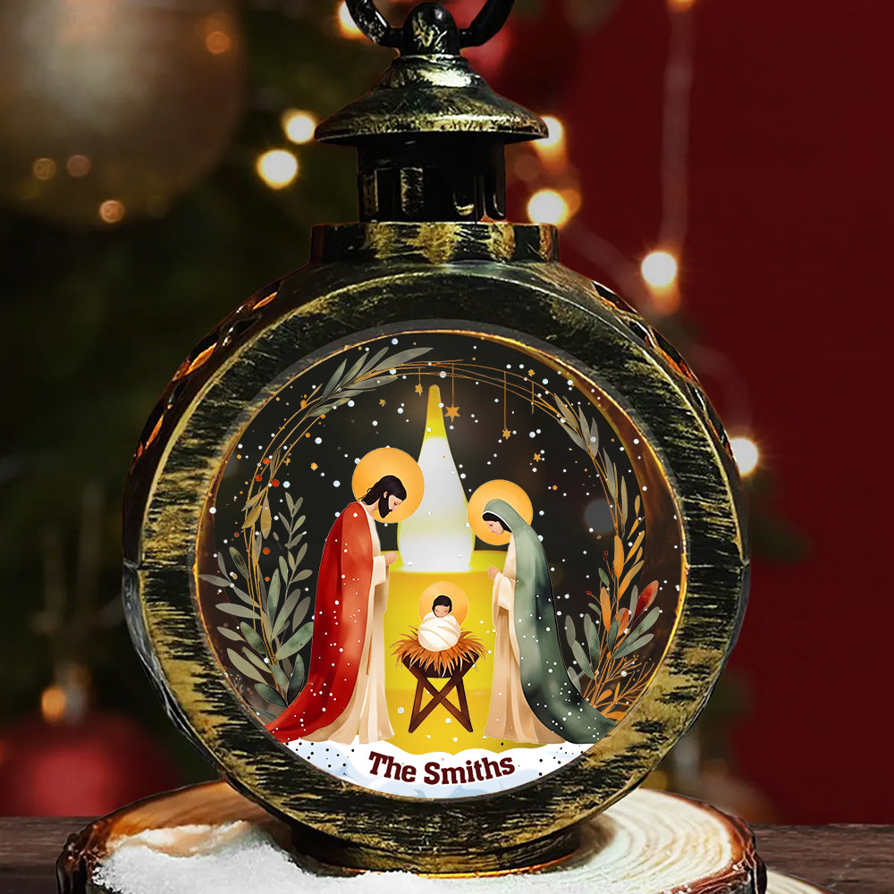 Holy Night - Personalized Christian Round Lantern With Light