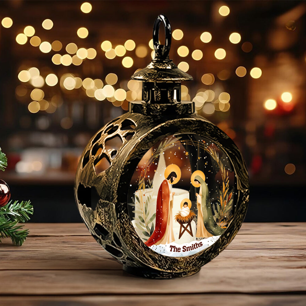 Holy Night - Personalized Christian Round Lantern With Light