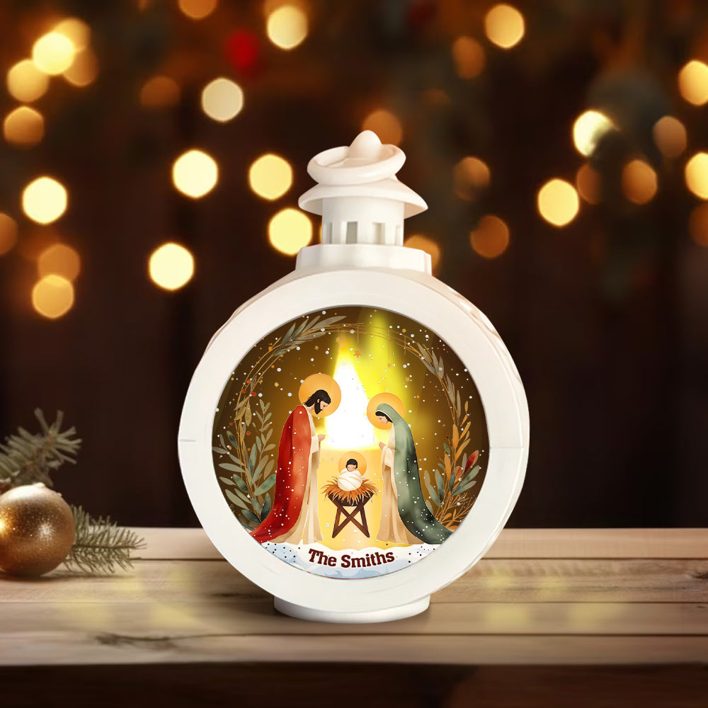 Holy Night - Personalized Christian Round Lantern With Light
