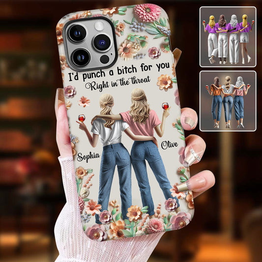Coque de téléphone personnalisée « Punch Bitch Besties » avec impression intégrale