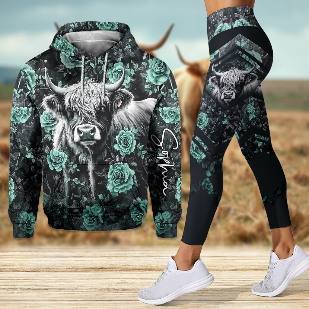 Purple Cow - Sweat à capuche et legging personnalisés Highland Cow