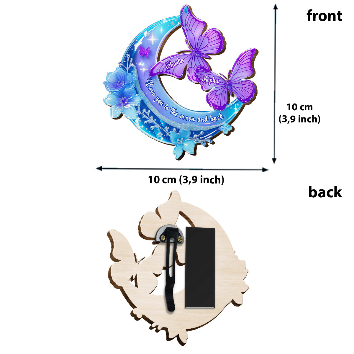 Je t'aime jusqu'à la lune et retour - Clip de pare-soleil de voiture personnalisé en forme de couple